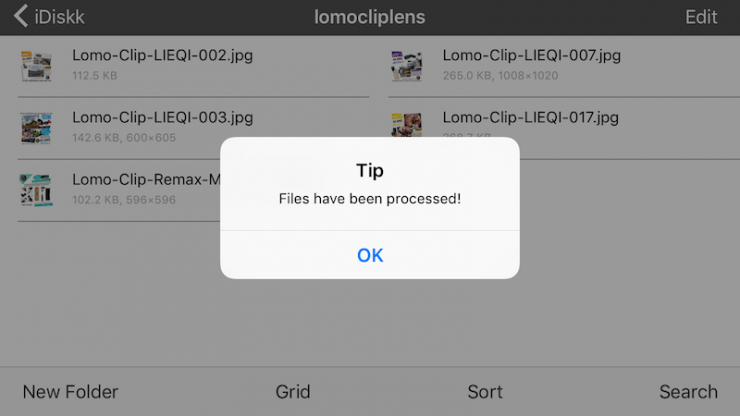 Lomo Clip Lens iDrive for ios LM 201 ดาวโหลดไฟล์ลงCamera roll สำเร็จแล้ว